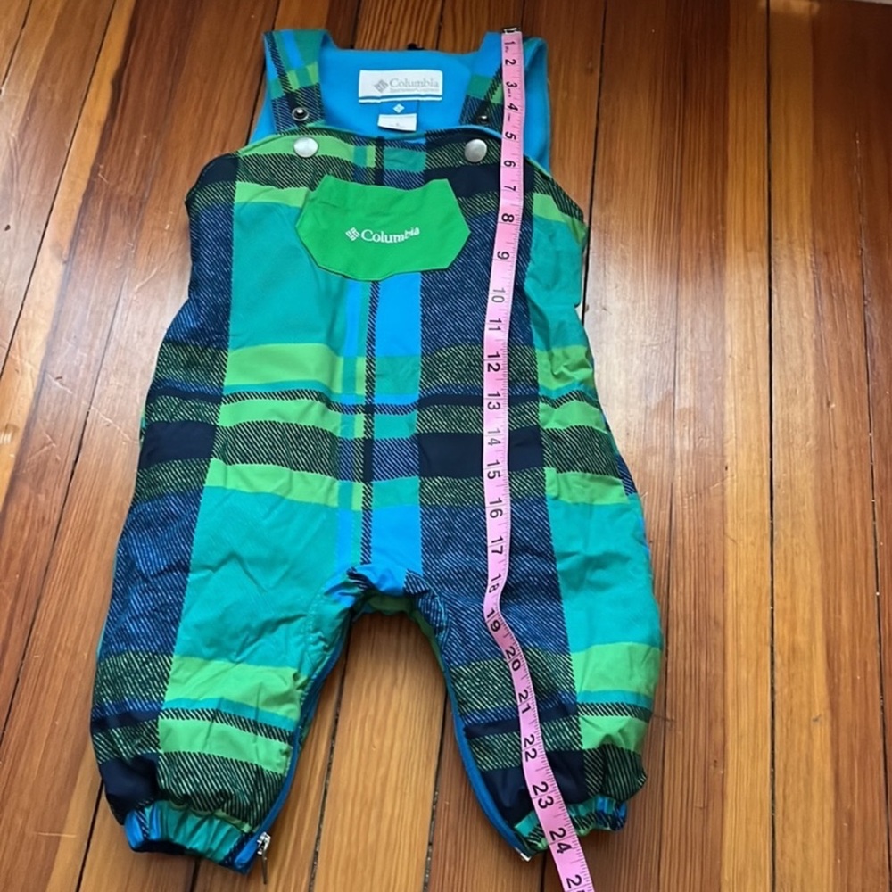 Columbia Waterproof Green Blue Plaid Snow Suit Jacket Set 6 Months